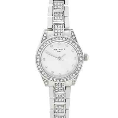 Ladies silver diamante bracelet watch